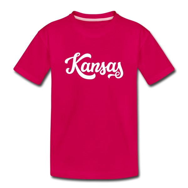 Kansas Toddler T-Shirt - Hand Lettered Kansas Toddler Tee - dark pink