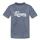 Kansas Toddler T-Shirt - Hand Lettered Kansas Toddler Tee - heather blue