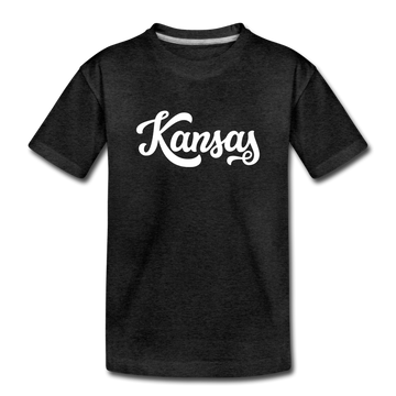 Kansas Toddler T-Shirt - Hand Lettered Kansas Toddler Tee - charcoal gray