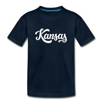 Kansas Toddler T-Shirt - Hand Lettered Kansas Toddler Tee - deep navy