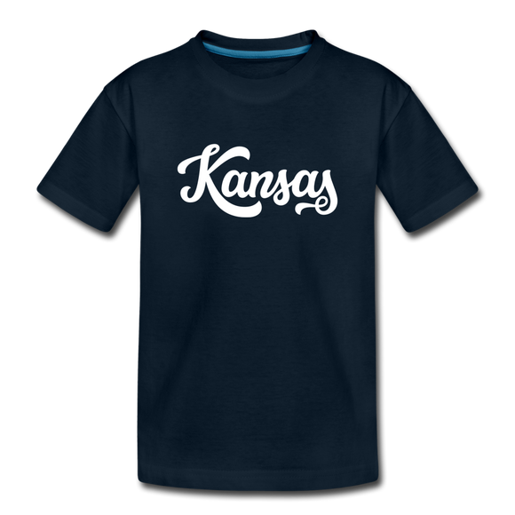 Kansas Toddler T-Shirt - Hand Lettered Kansas Toddler Tee - deep navy