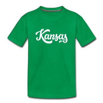 Kansas Toddler T-Shirt - Hand Lettered Kansas Toddler Tee - kelly green