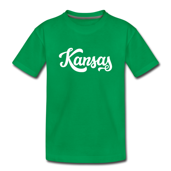 Kansas Toddler T-Shirt - Hand Lettered Kansas Toddler Tee - kelly green