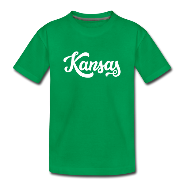 Kansas Toddler T-Shirt - Hand Lettered Kansas Toddler Tee - kelly green