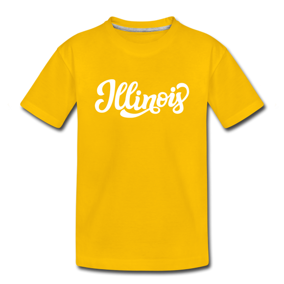 Illinois Toddler T-Shirt - Hand Lettered Illinois Toddler Tee - sun yellow
