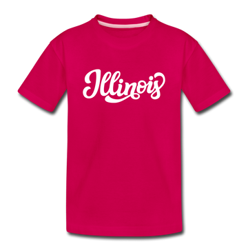 Illinois Toddler T-Shirt - Hand Lettered Illinois Toddler Tee - dark pink