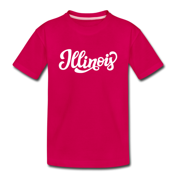 Illinois Toddler T-Shirt - Hand Lettered Illinois Toddler Tee - dark pink