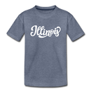 Illinois Toddler T-Shirt - Hand Lettered Illinois Toddler Tee - heather blue