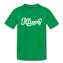 Illinois Toddler T-Shirt - Hand Lettered Illinois Toddler Tee - kelly green