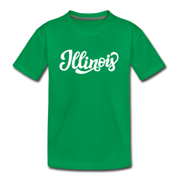 Illinois Toddler T-Shirt - Hand Lettered Illinois Toddler Tee - kelly green