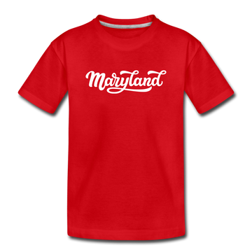 Maryland Toddler T-Shirt - Hand Lettered Maryland Toddler Tee - red