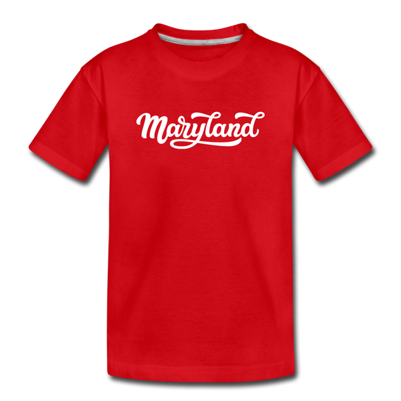 Maryland Toddler T-Shirt - Hand Lettered Maryland Toddler Tee - red