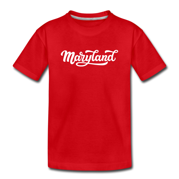 Maryland Toddler T-Shirt - Hand Lettered Maryland Toddler Tee - red