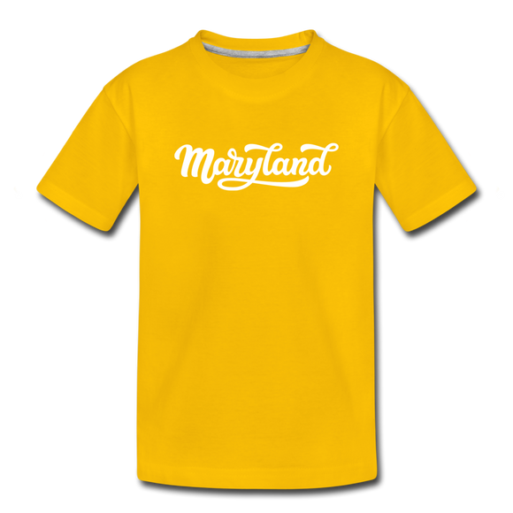 Maryland Toddler T-Shirt - Hand Lettered Maryland Toddler Tee - sun yellow
