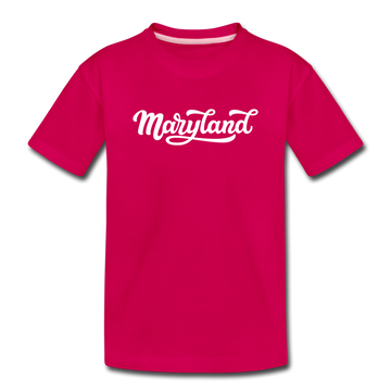 Maryland Toddler T-Shirt - Hand Lettered Maryland Toddler Tee - dark pink