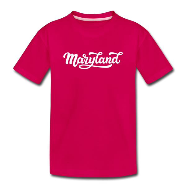 Maryland Toddler T-Shirt - Hand Lettered Maryland Toddler Tee - dark pink
