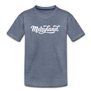 Maryland Toddler T-Shirt - Hand Lettered Maryland Toddler Tee - heather blue