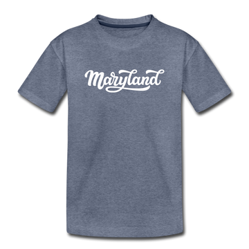 Maryland Toddler T-Shirt - Hand Lettered Maryland Toddler Tee - heather blue