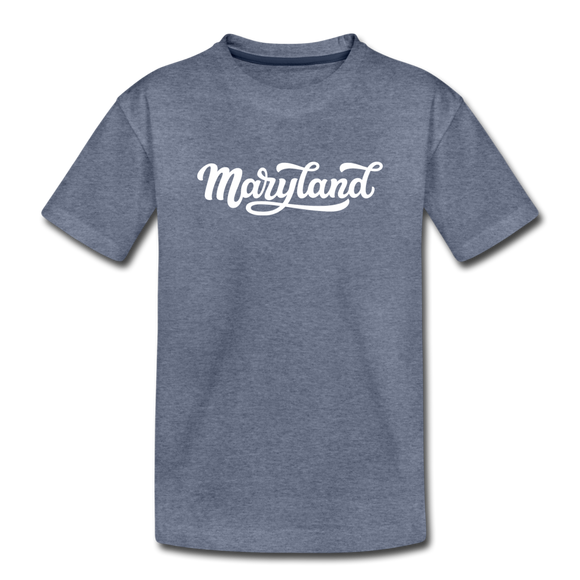 Maryland Toddler T-Shirt - Hand Lettered Maryland Toddler Tee - heather blue