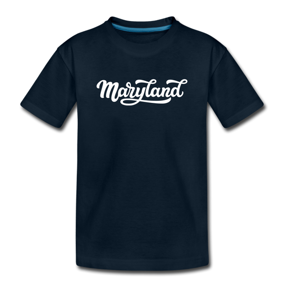 Maryland Toddler T-Shirt - Hand Lettered Maryland Toddler Tee - deep navy