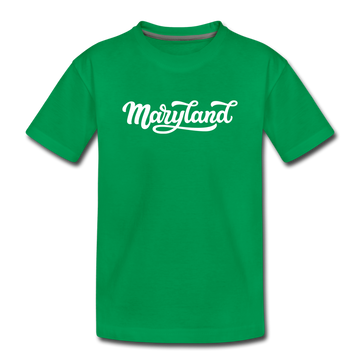 Maryland Toddler T-Shirt - Hand Lettered Maryland Toddler Tee - kelly green