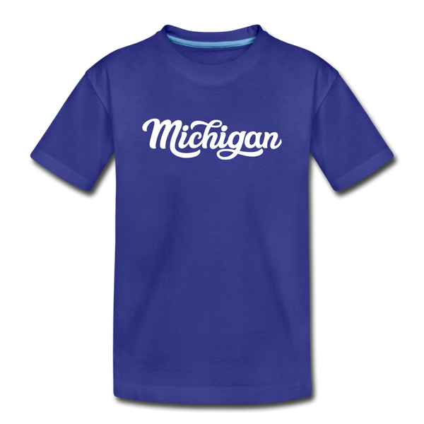 Michigan Toddler T-Shirt - Hand Lettered Michigan Toddler Tee - royal blue