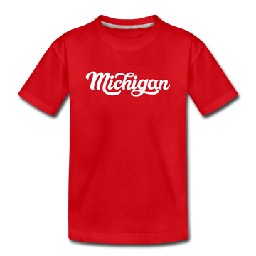Michigan Toddler T-Shirt - Hand Lettered Michigan Toddler Tee - red
