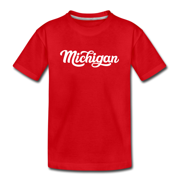 Michigan Toddler T-Shirt - Hand Lettered Michigan Toddler Tee - red