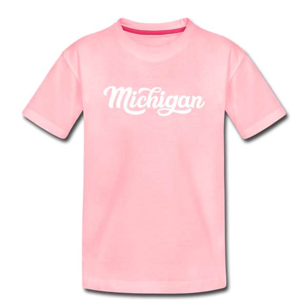 Michigan Toddler T-Shirt - Hand Lettered Michigan Toddler Tee - pink