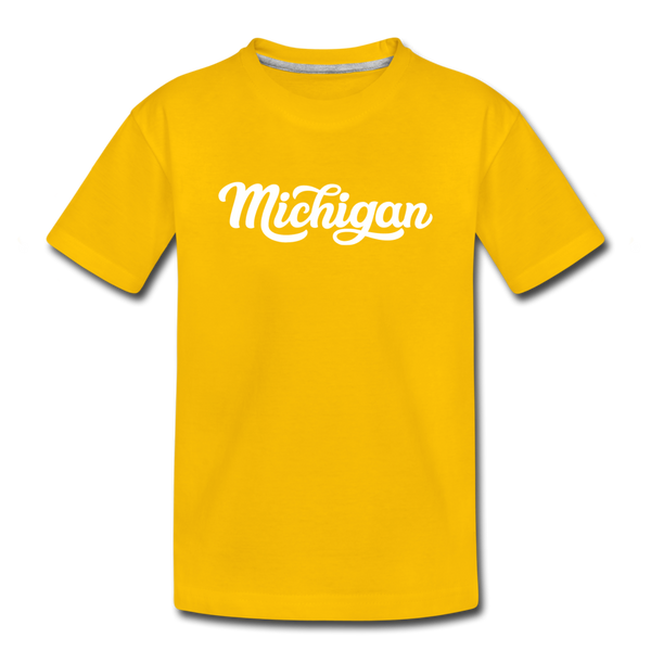 Michigan Toddler T-Shirt - Hand Lettered Michigan Toddler Tee - sun yellow