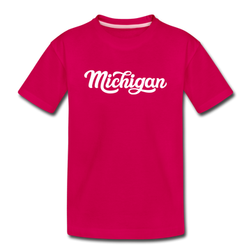 Michigan Toddler T-Shirt - Hand Lettered Michigan Toddler Tee - dark pink
