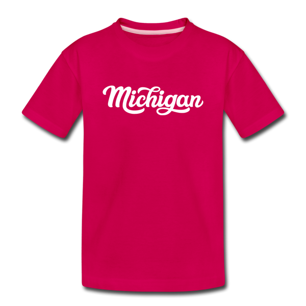 Michigan Toddler T-Shirt - Hand Lettered Michigan Toddler Tee - dark pink