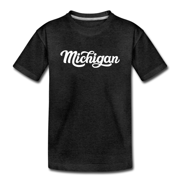 Michigan Toddler T-Shirt - Hand Lettered Michigan Toddler Tee - charcoal gray