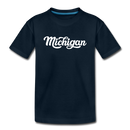 Michigan Toddler T-Shirt - Hand Lettered Michigan Toddler Tee - deep navy