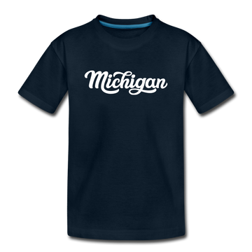 Michigan Toddler T-Shirt - Hand Lettered Michigan Toddler Tee - deep navy
