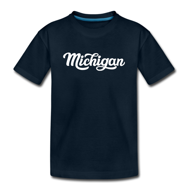 Michigan Toddler T-Shirt - Hand Lettered Michigan Toddler Tee - deep navy