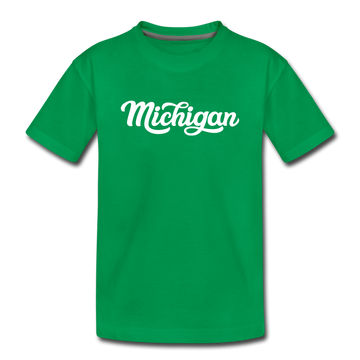 Michigan Toddler T-Shirt - Hand Lettered Michigan Toddler Tee - kelly green
