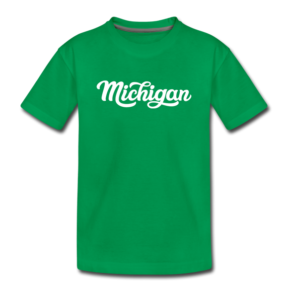 Michigan Toddler T-Shirt - Hand Lettered Michigan Toddler Tee - kelly green