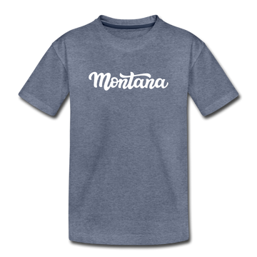 Montana Toddler T-Shirt - Hand Lettered Montana Toddler Tee - heather blue