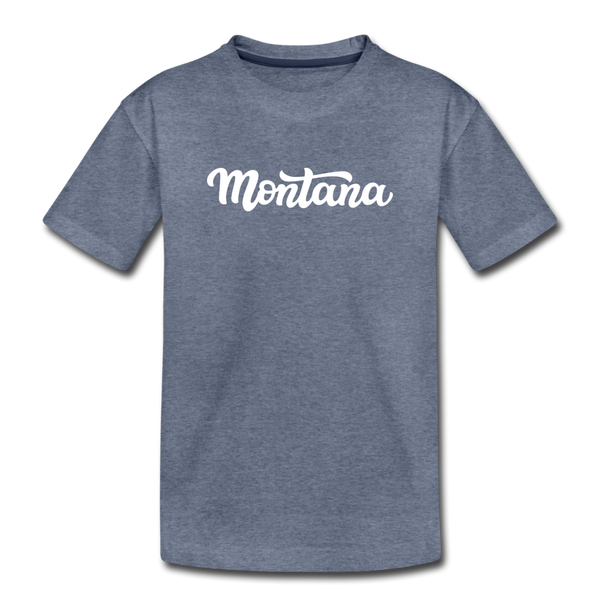 Montana Toddler T-Shirt - Hand Lettered Montana Toddler Tee - heather blue