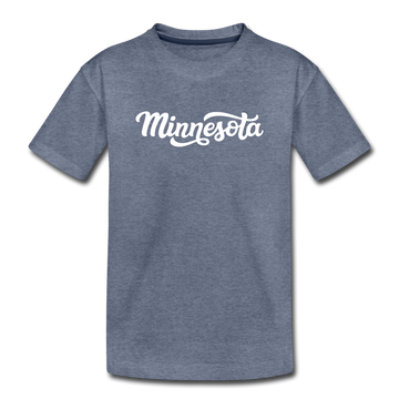 Minnesota Toddler T-Shirt - Hand Lettered Minnesota Toddler Tee - heather blue