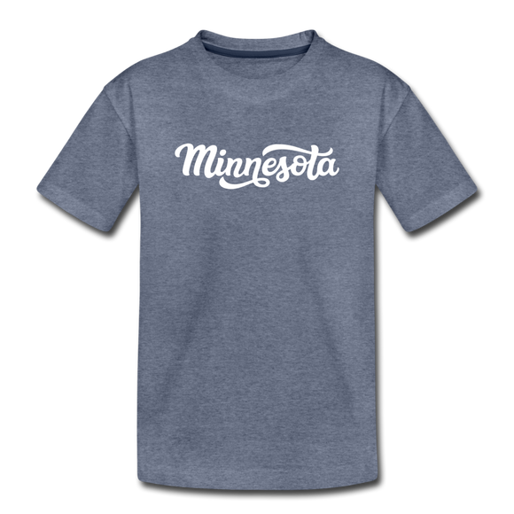 Minnesota Toddler T-Shirt - Hand Lettered Minnesota Toddler Tee - heather blue