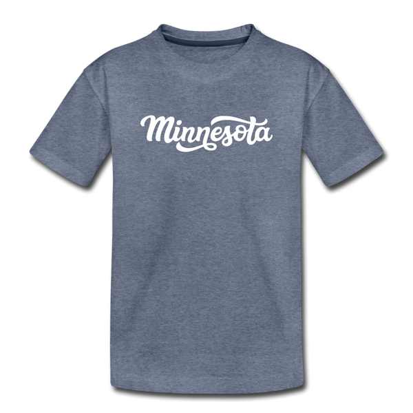 Minnesota Toddler T-Shirt - Hand Lettered Minnesota Toddler Tee - heather blue