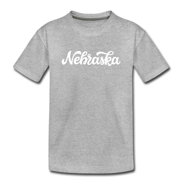 Nebraska Toddler T-Shirt - Hand Lettered Nebraska Toddler Tee - heather gray