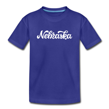 Nebraska Toddler T-Shirt - Hand Lettered Nebraska Toddler Tee - royal blue