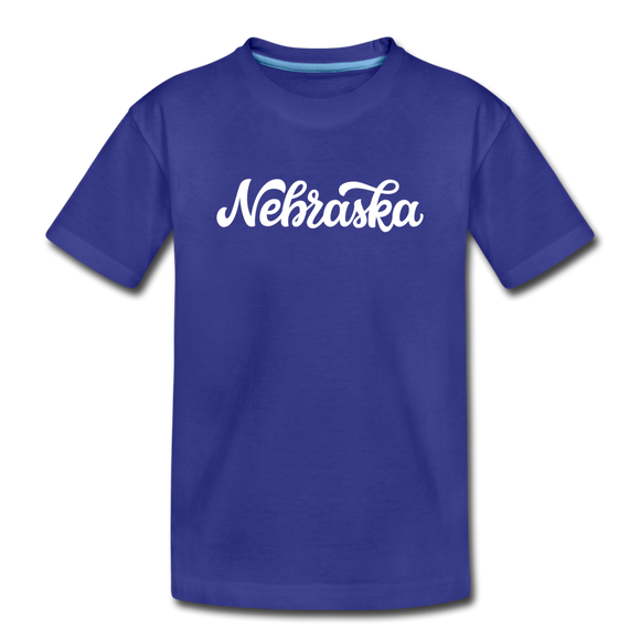 Nebraska Toddler T-Shirt - Hand Lettered Nebraska Toddler Tee - royal blue