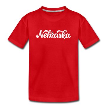 Nebraska Toddler T-Shirt - Hand Lettered Nebraska Toddler Tee - red