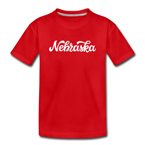 Nebraska Toddler T-Shirt - Hand Lettered Nebraska Toddler Tee - red