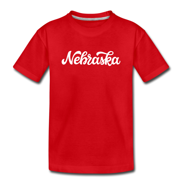 Nebraska Toddler T-Shirt - Hand Lettered Nebraska Toddler Tee - red