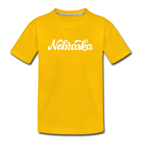 Nebraska Toddler T-Shirt - Hand Lettered Nebraska Toddler Tee - sun yellow